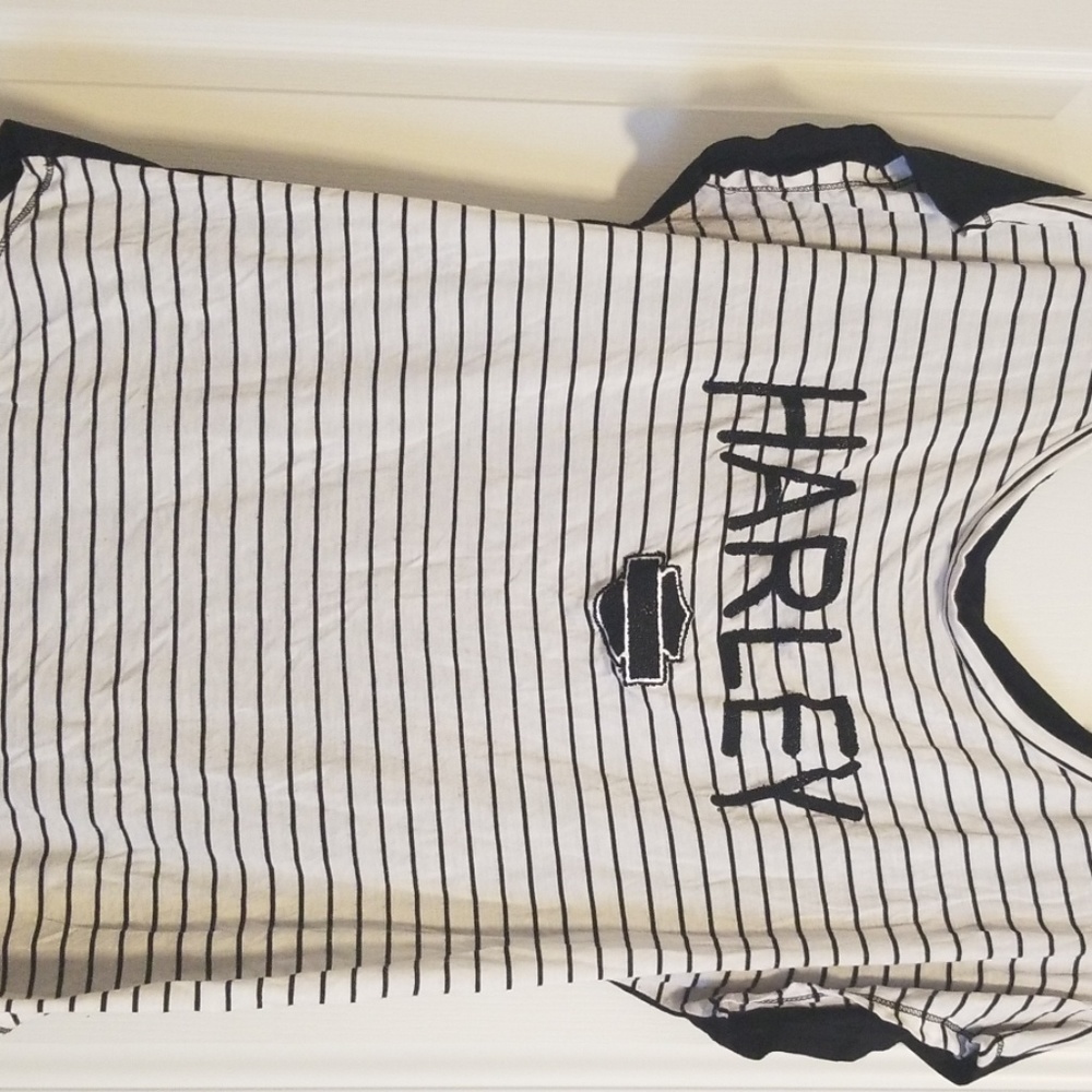 HARLEY-DAVIDSON striped shirt, all black back